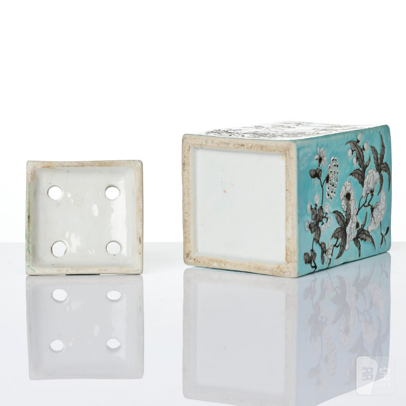 A yellow glazed bowl with cover and a turquoise ground box with cover, - 图14
